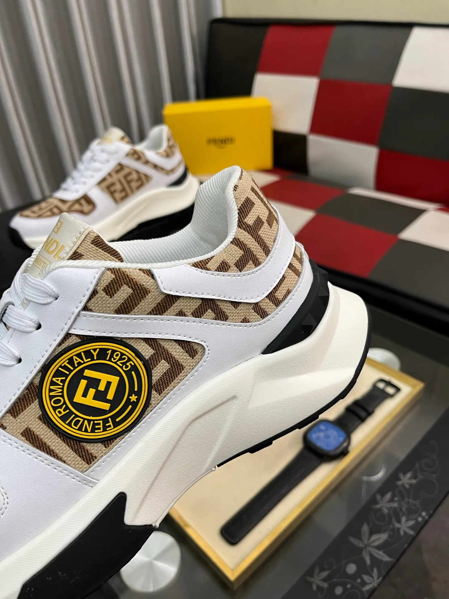 Men's shoes 💰458⌚️⌚️【FENDI】original quality.~ Unique modern style sneakers. 🏃A must-have casual shoe for trendy men😍😍 Original brand imported from Italy, imported original leather, sheep lining (refuses to discolor and grind feet) Sole: Original sole provided by the original factory, French lazy style design ⚠️Fit to the feet, original quality, super comfortable original sole. Just like shooting the real thing 🎬The real thing is better Code number: 38-444️⃣Colors available